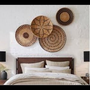 Pottery Barn Handwoven Baskets Wall Art Set of 4